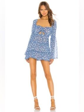 Majorelle Ailish Mini Dress in Blue Ditsy Size Small